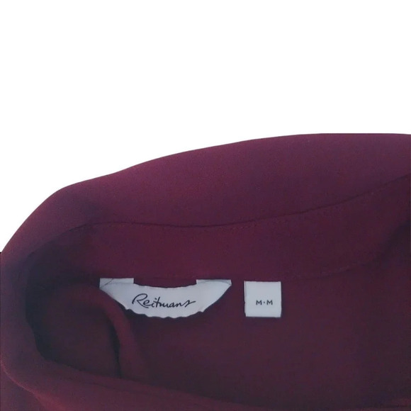 Reitmans Bowler  Style Blouse Semi Sheer Burgundy M - Picture 6 of 7